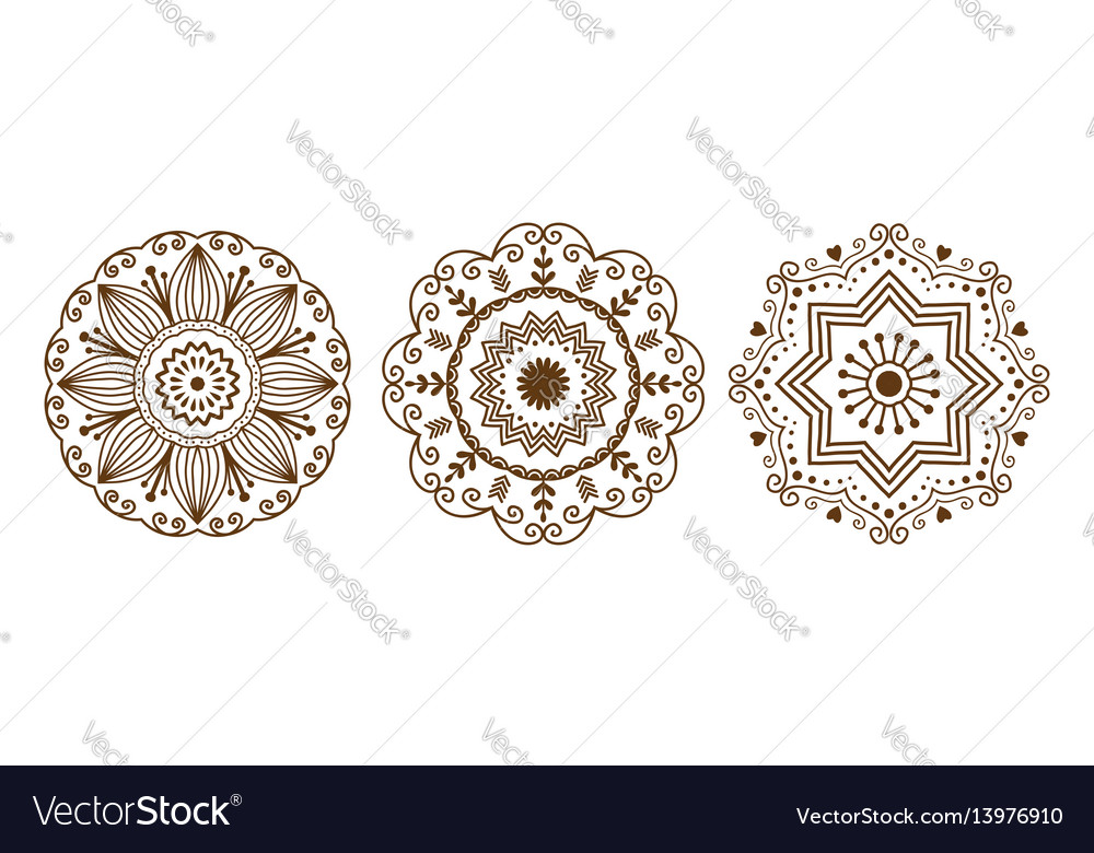 Henna tattoo brown mehndi flower template doodle