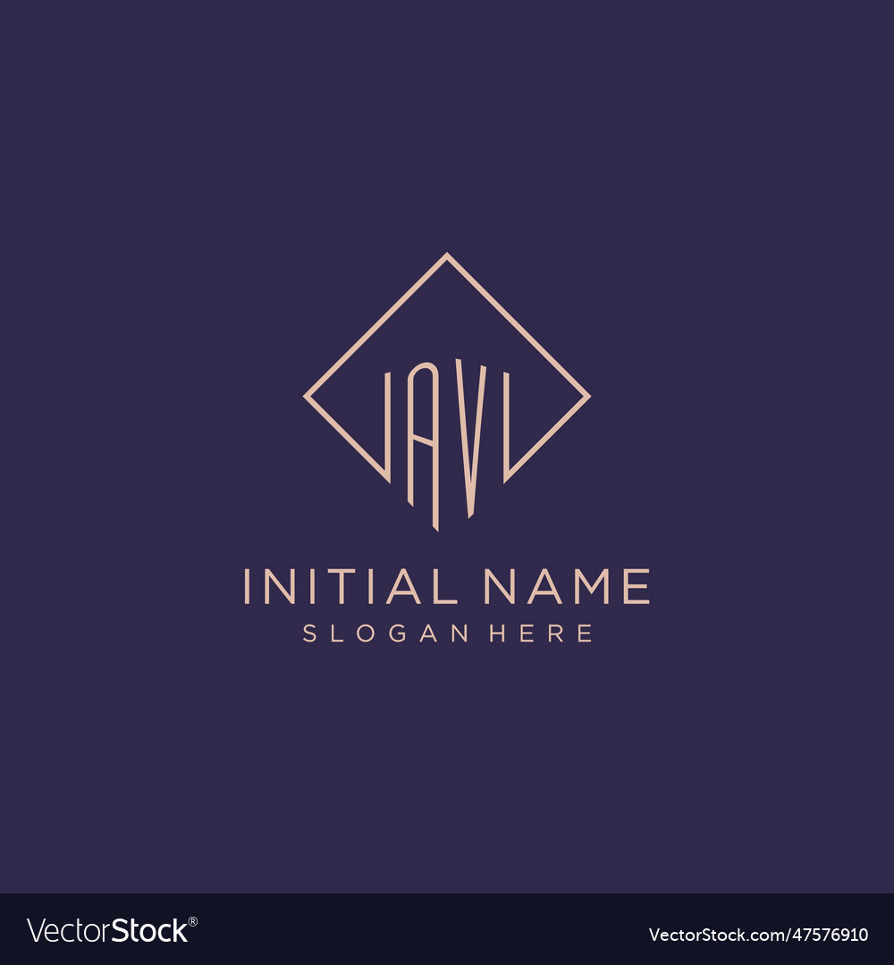 Initials av logo monogram with rectangle style Vector Image