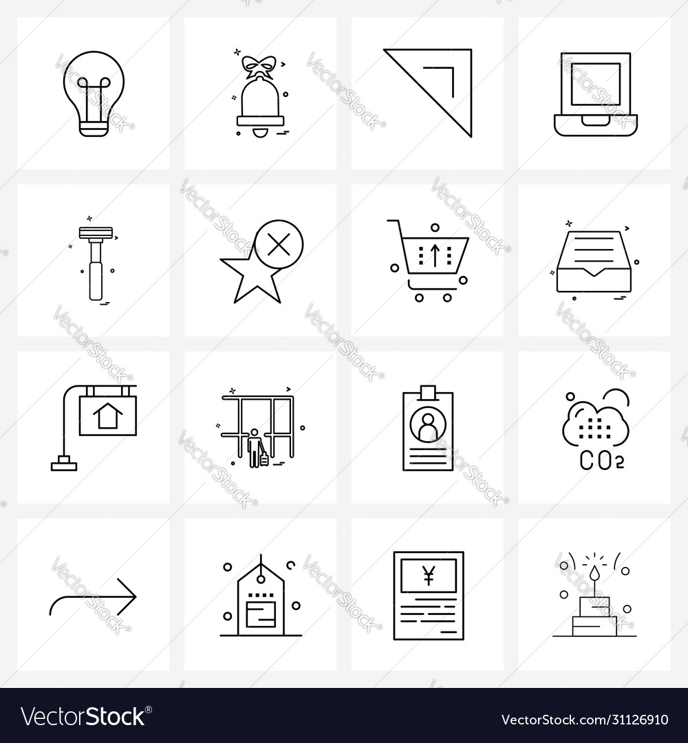 Isolated symbols set 16 simple line icons