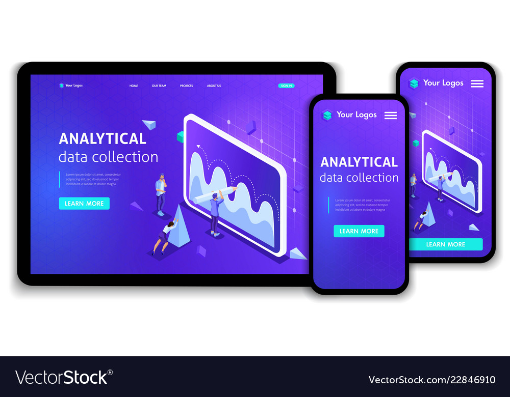Isometric Website Template - Data & Team