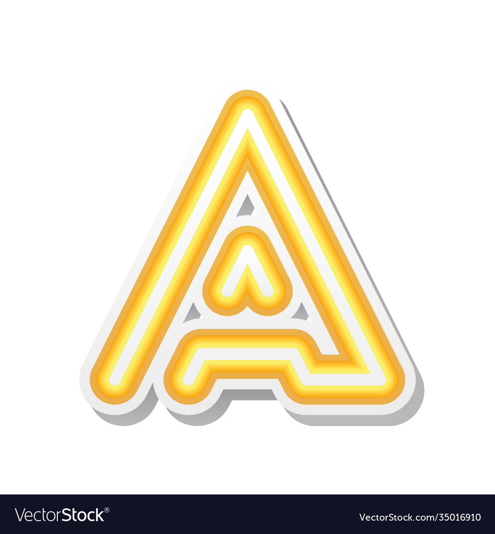 Letter a in orange neon font