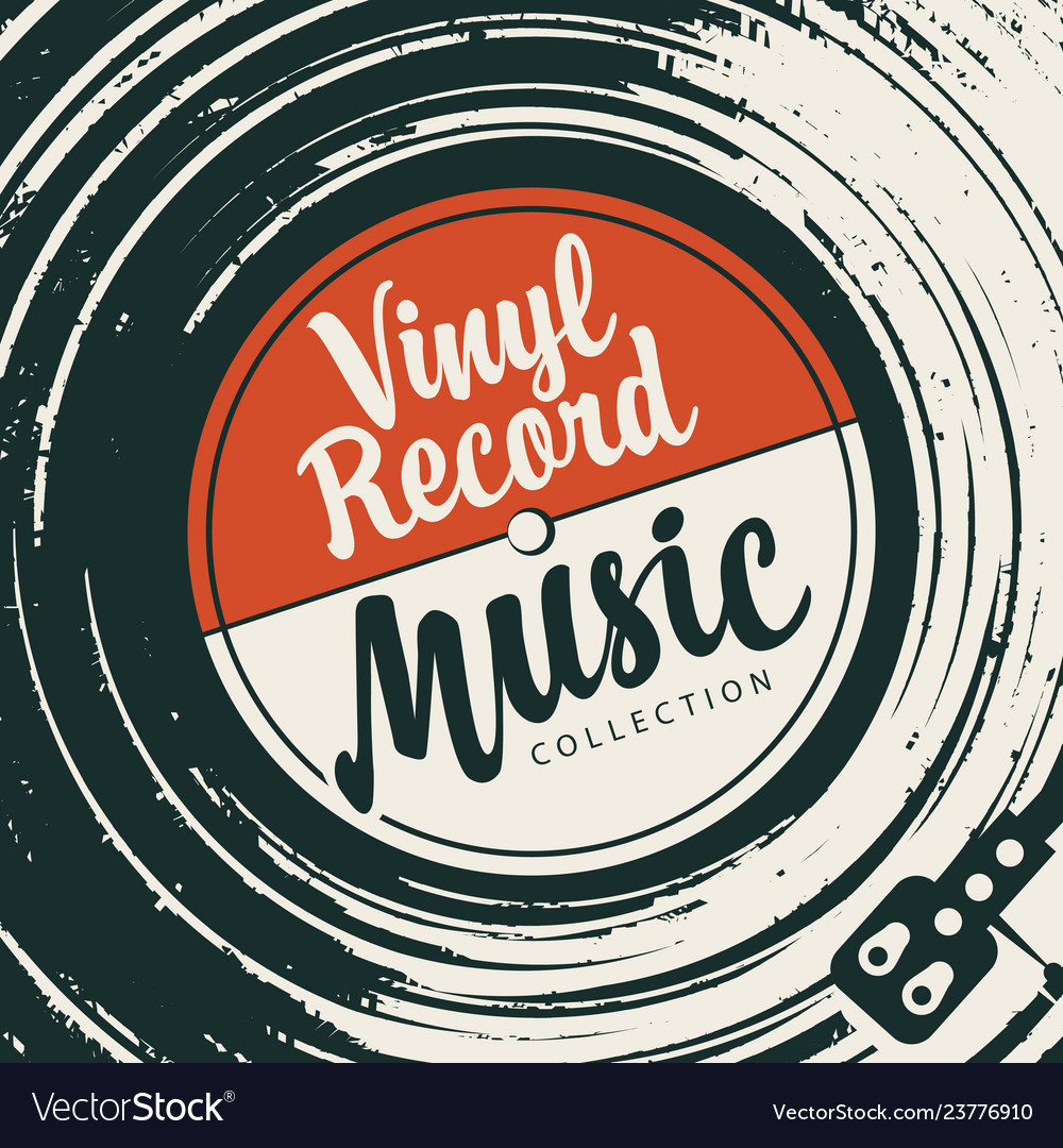 Music poster with vinyl record and player Vector Image