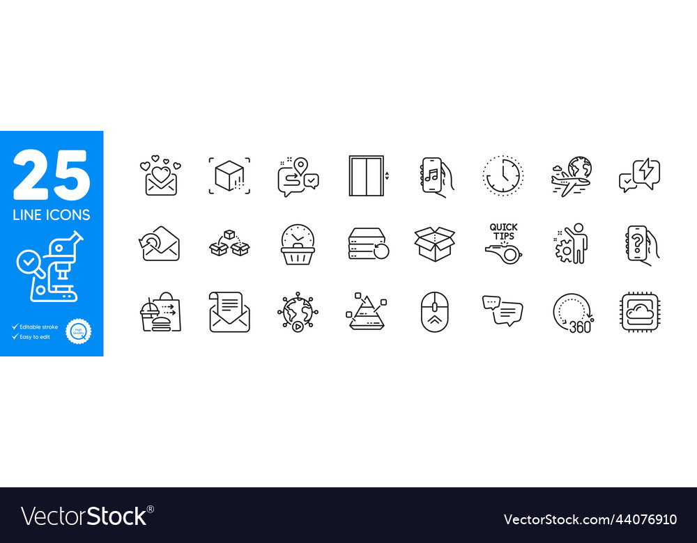 Outline icons set employee text message vector image Outline icons set employee text message