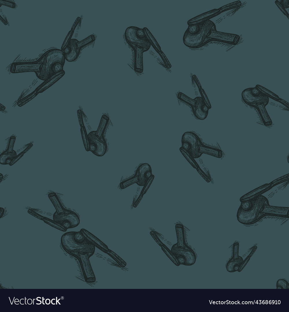 Ping pong racket engraved seamless pattern