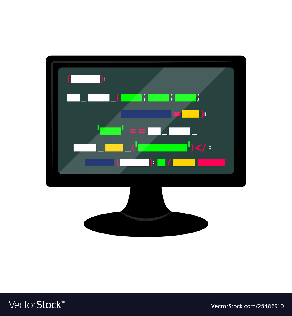 Programming code on a monitor screen