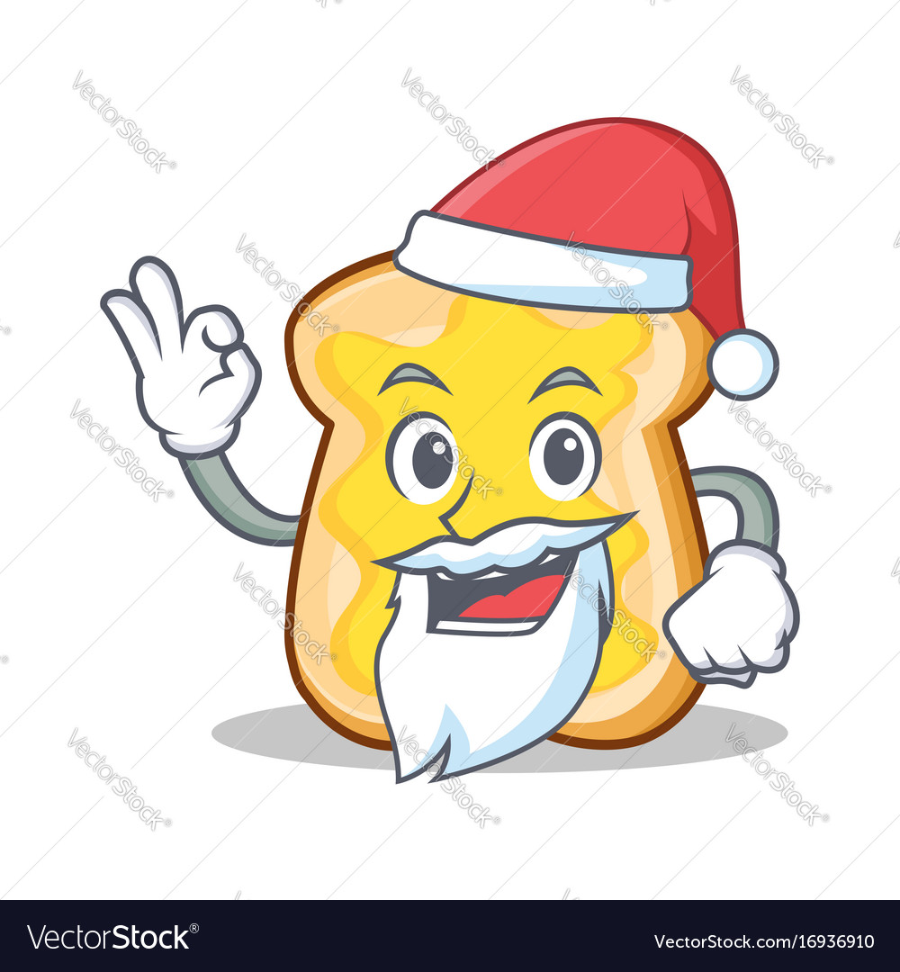 Santa slice bread cartoon character Royalty Free Vector