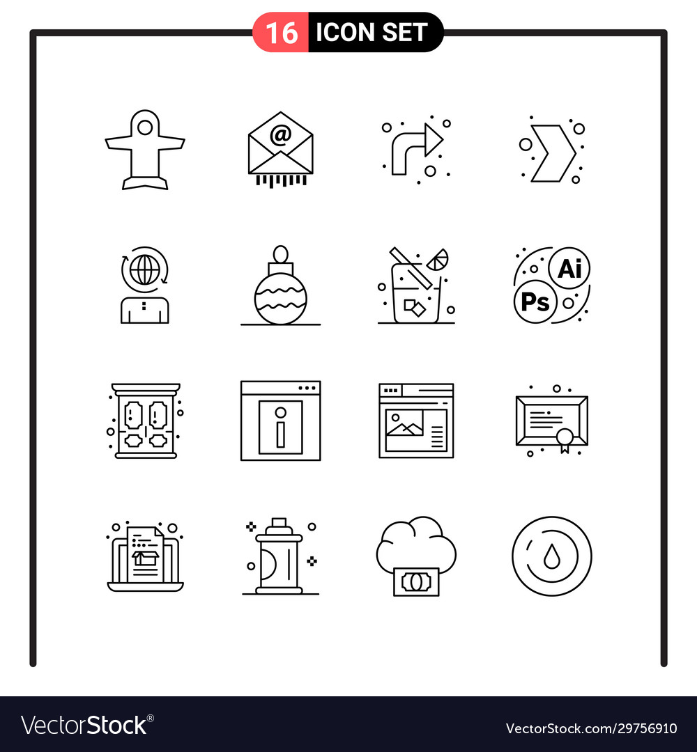 Set 16 line style icons for web and mobile vector image Set 16 line style icons for web and mobile