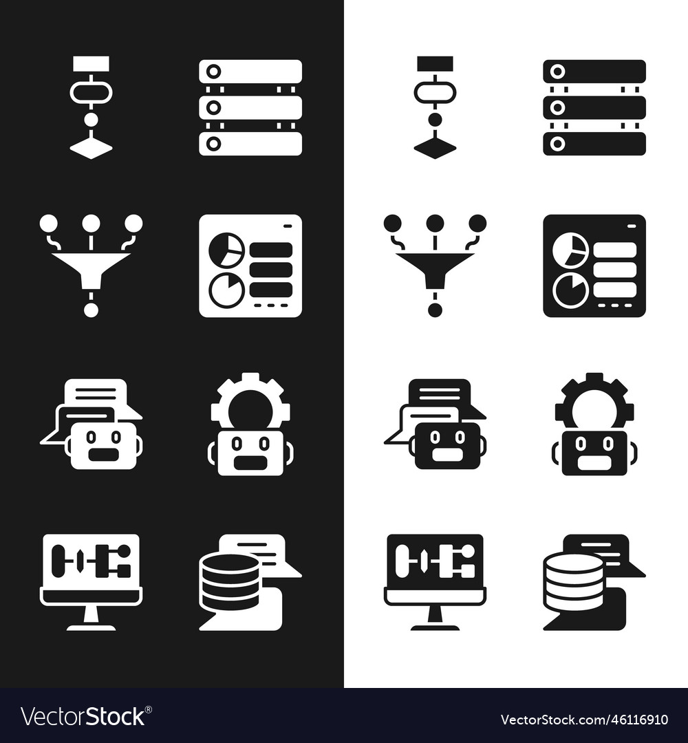 Set computer api interface funnel or filter vector image Set computer api interface funnel or filter
