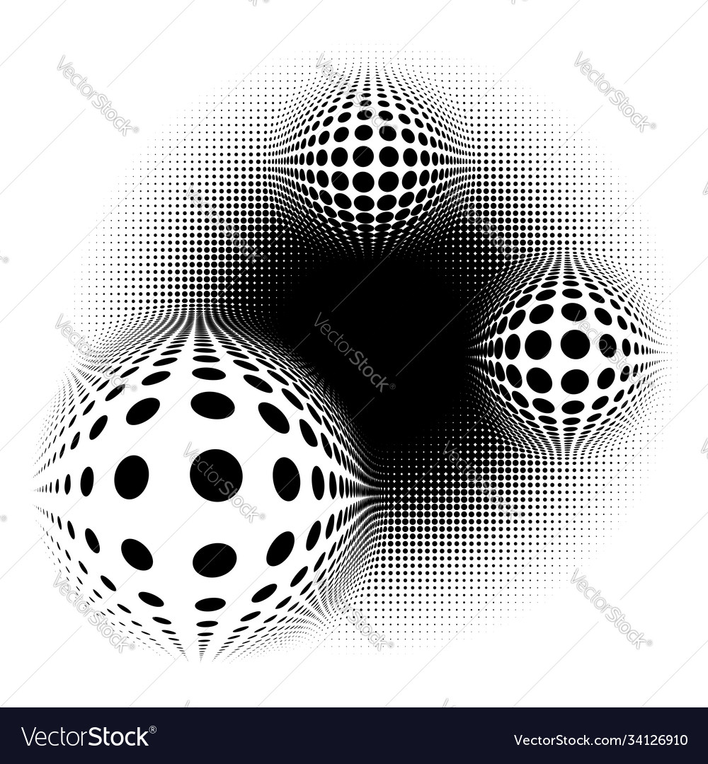 Spherical distortion halftone dots element orb Vector Image Spherical distortion halftone dots element orb