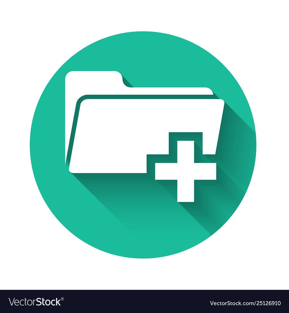 White add new folder icon isolated with long vector image White add new folder icon isolated with long