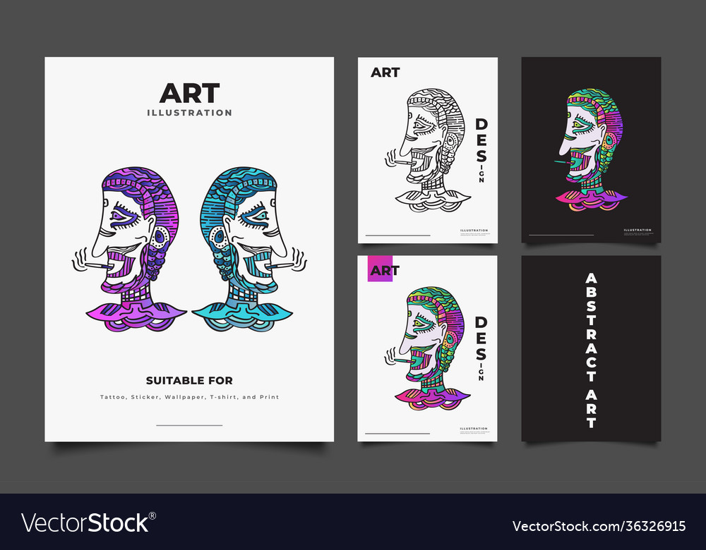 Abstract art with colorful character