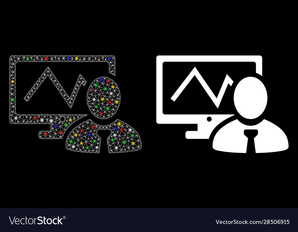 Bright mesh wire frame online trader icon