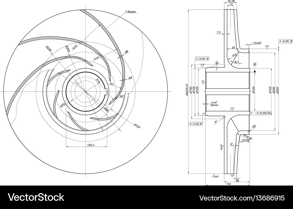 Engineering drawing components Royalty Free Vector Image