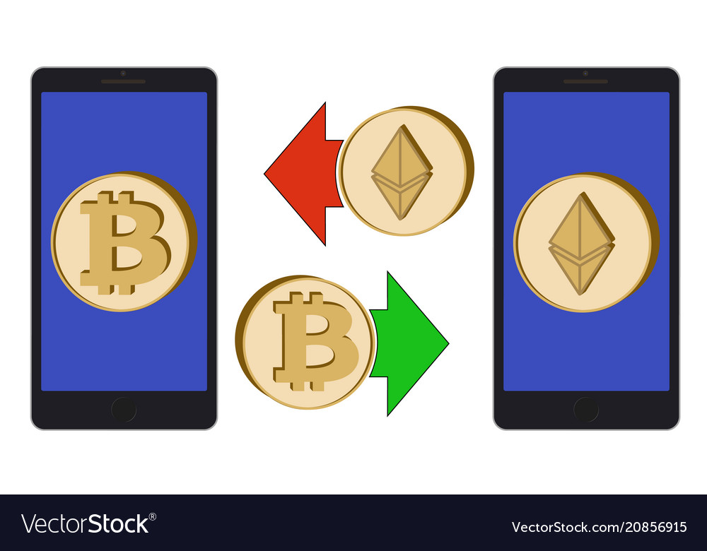 Exchange between bitcoin and ethereum in the phone