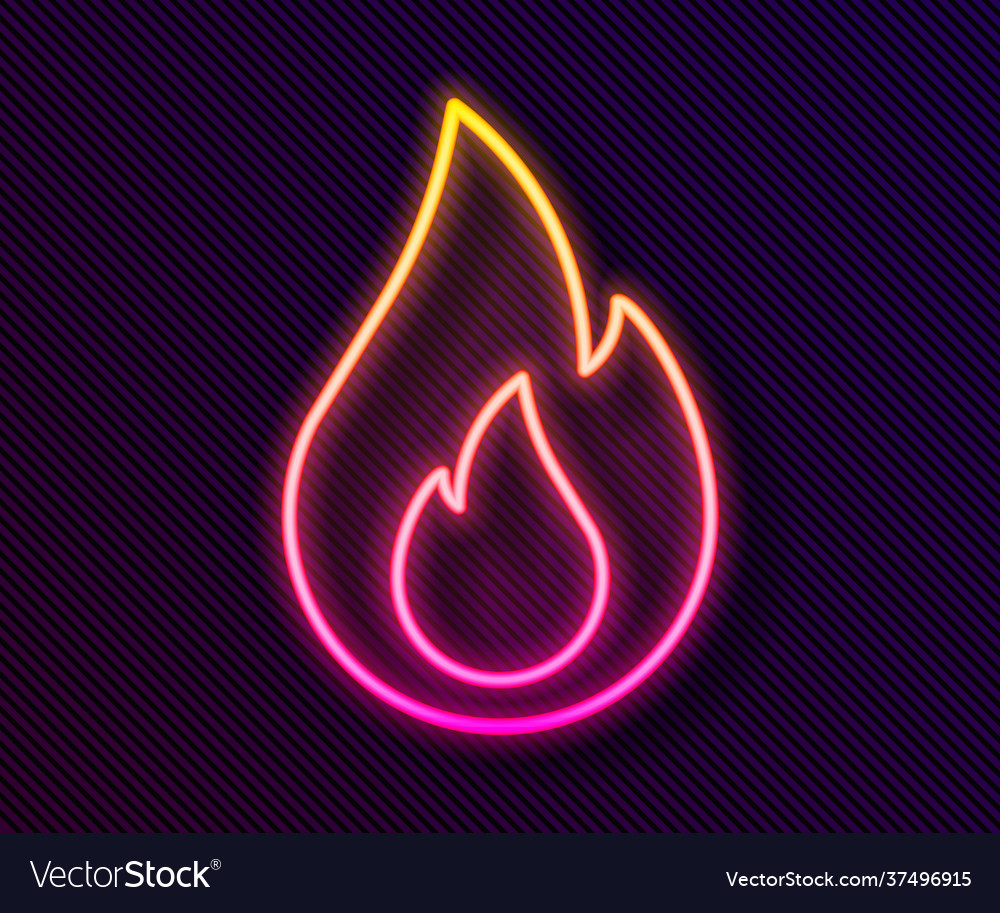 Glowing neon line fire flame icon isolated Vector Image