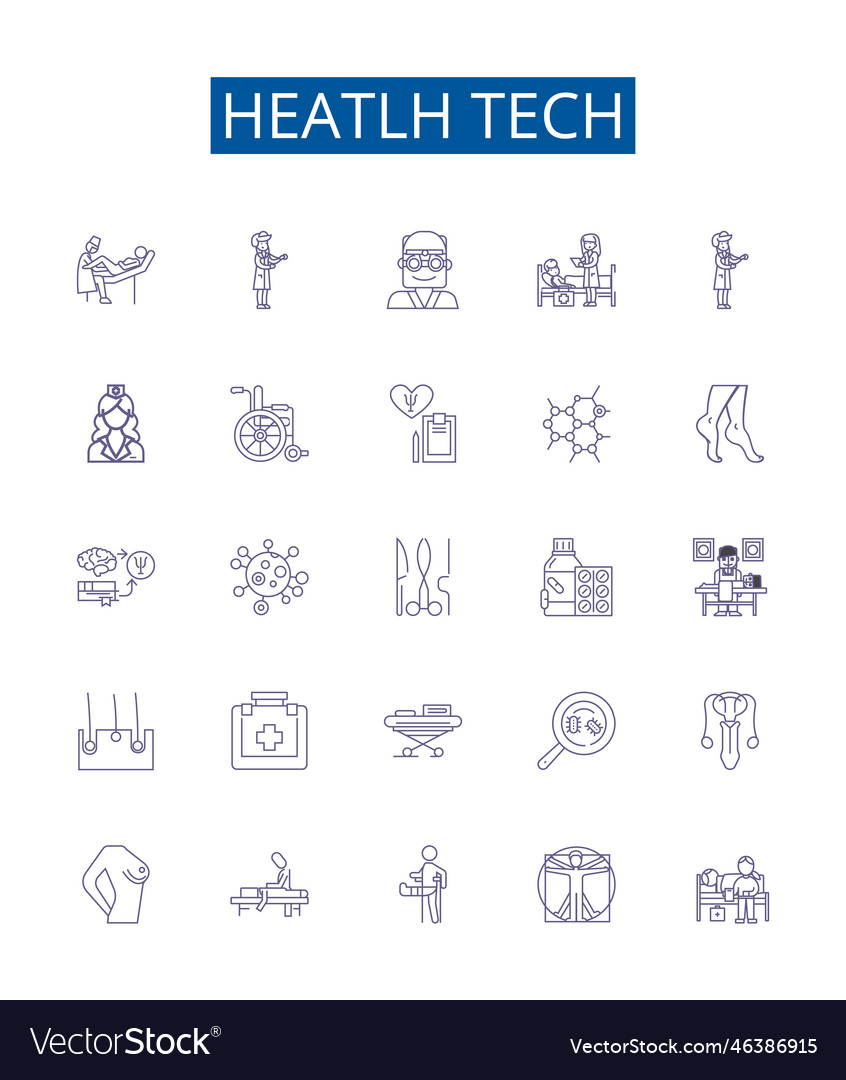 Heatlh tech line icons set design