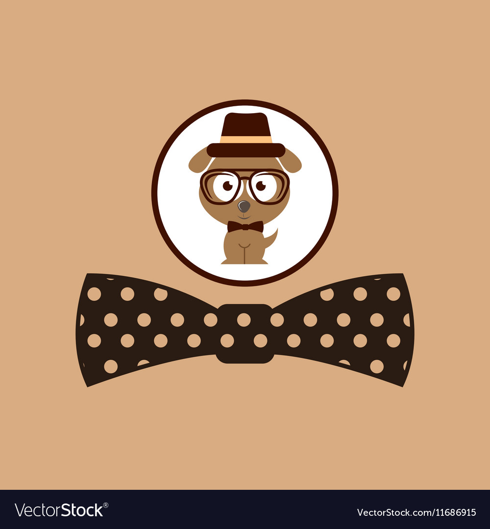 Hipster dog symbol bow tie design vintage