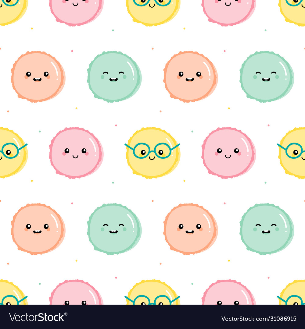 Macaron characters and dots seamless pattern Vector Image Macaron characters and dots seamless pattern