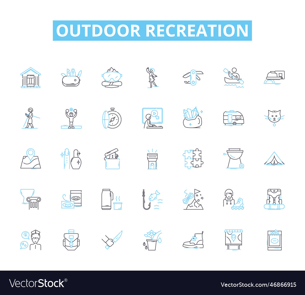 Outdoor recreation linear icons set hiking Vector Image Outdoor recreation linear icons set hiking
