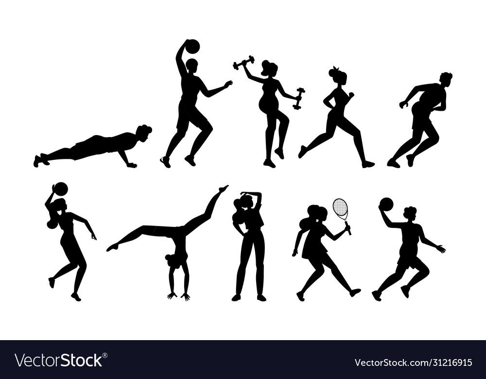 People doing sport activities fitness workout Vector Image