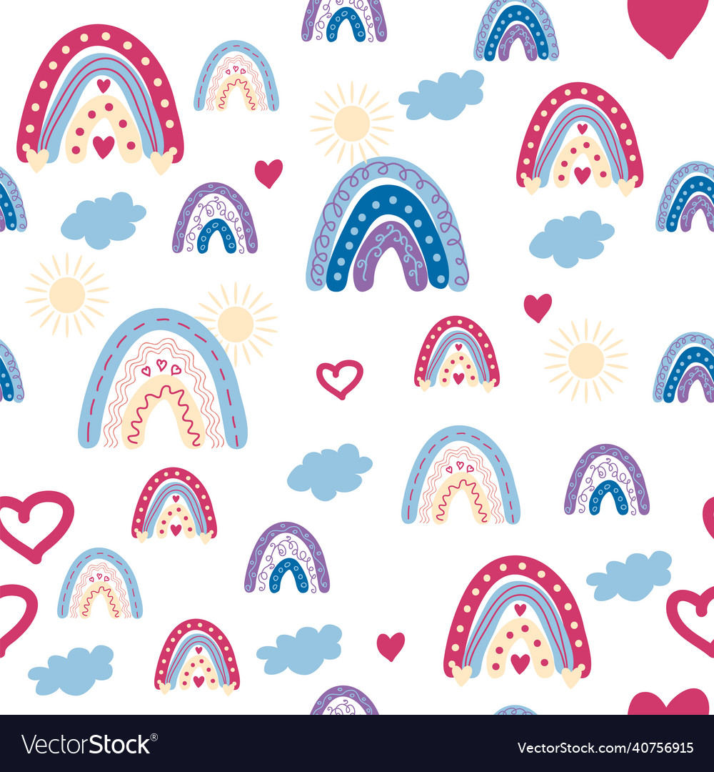 Rainbow seamless pattern in pastel colors