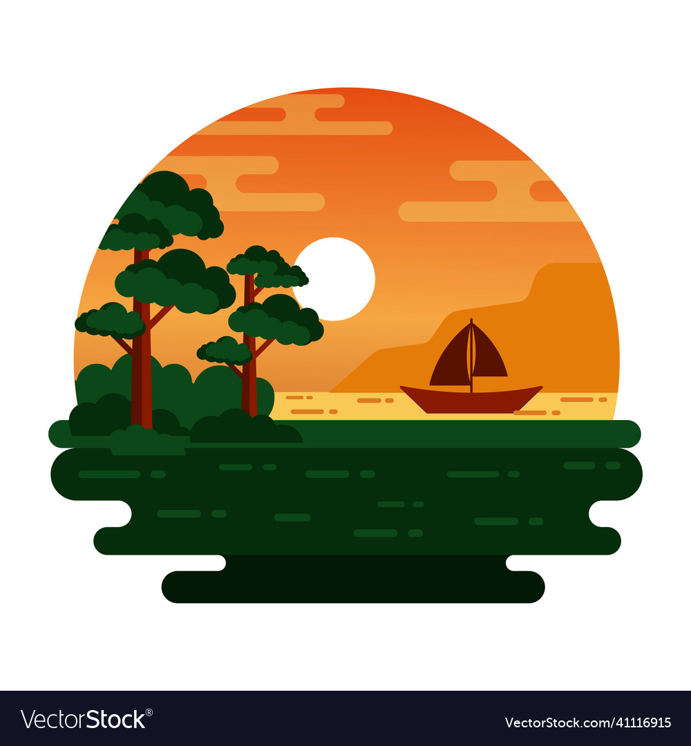 Sea sunset Royalty Free Vector Image - VectorStock