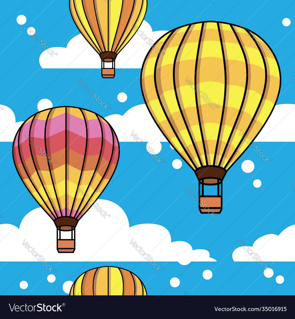 Seamless pattern with clouds and balloons