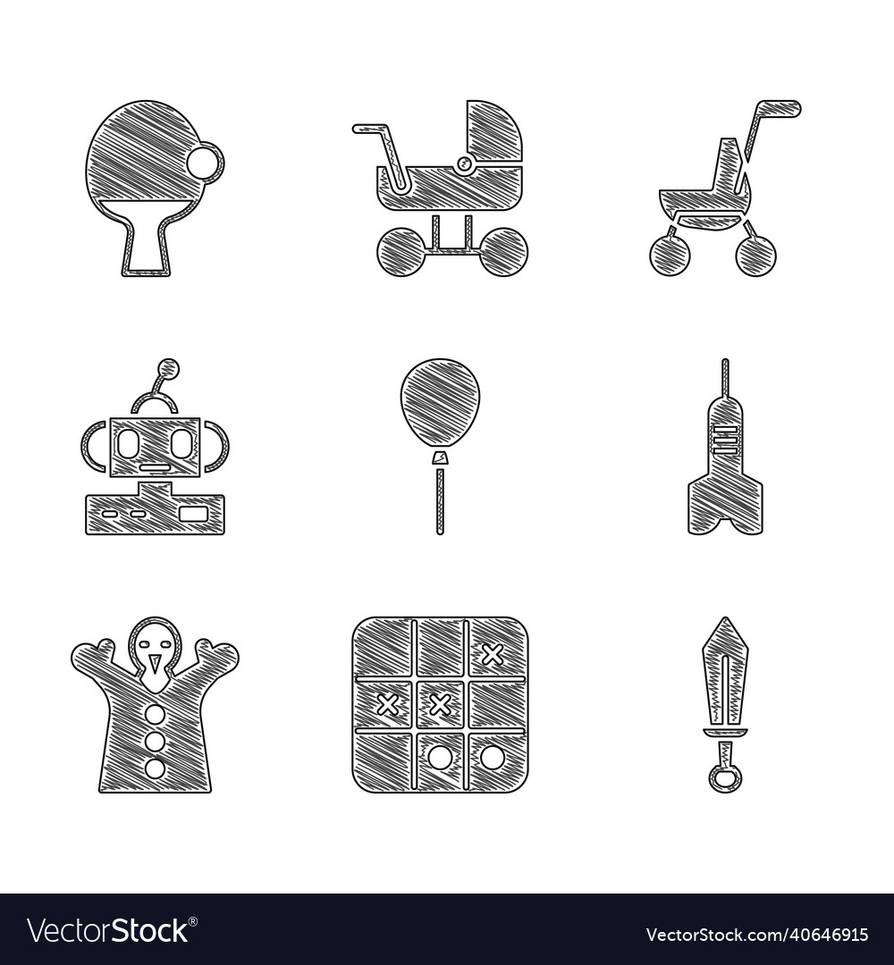 Set balloons with ribbon tic tac toe game sword vector image Set balloons with ribbon tic tac toe game sword