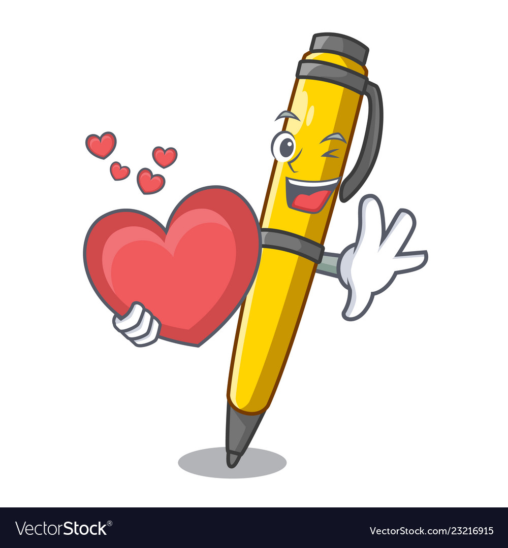 With heart classic ballpoint pen isolated on Vector Image