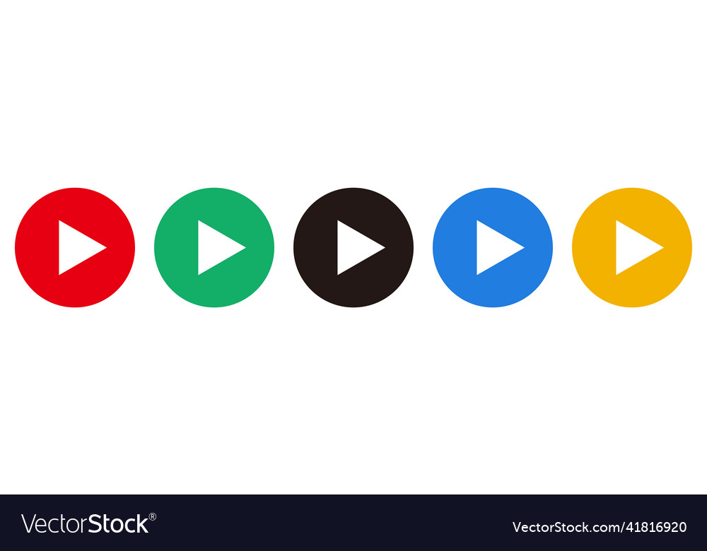 A set of colorful play button icons vector image A set of colorful play button icons