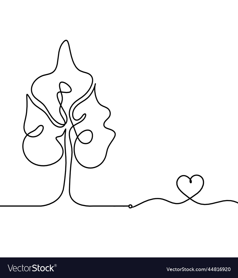 Abstract tree with heart as line drawing