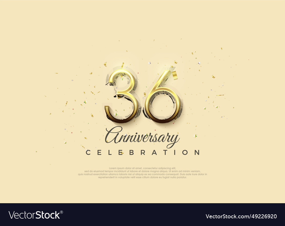 Anniversary number with 36th digits in luxurious Vector Image