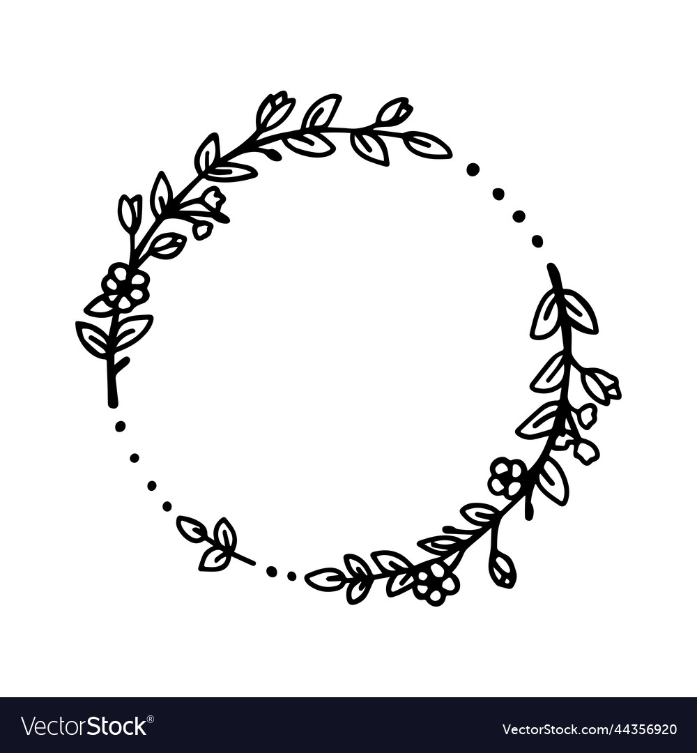 Black line flowers and leaves Royalty Free Vector Image