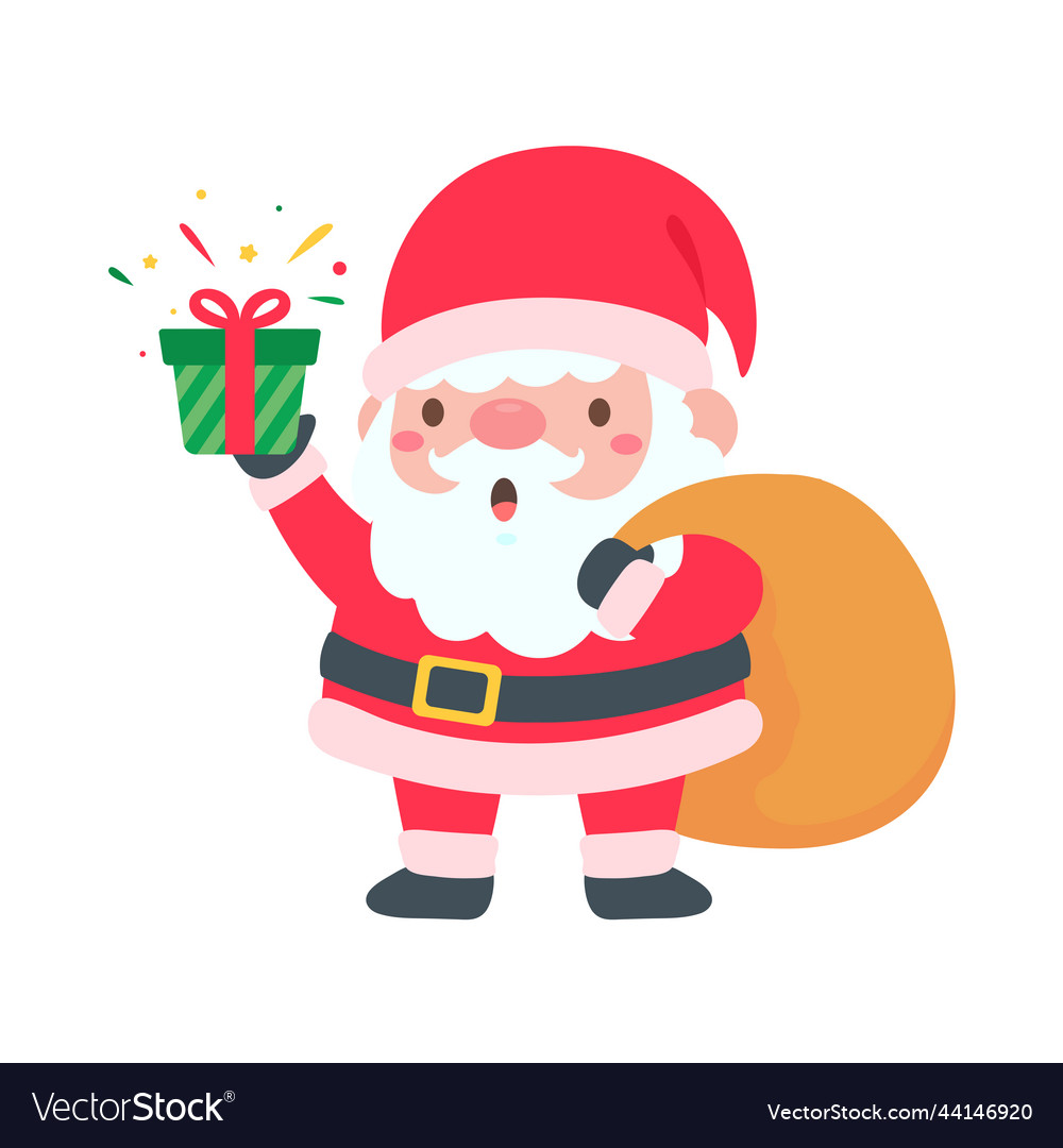 Cartoon santa wearing red knitted hat Royalty Free Vector