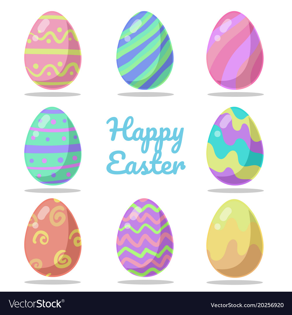 Colored easter eggs pattern with different style