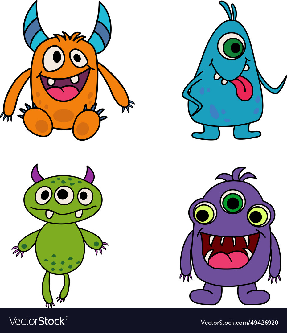 Cute monsters set Royalty Free Vector Image - VectorStock