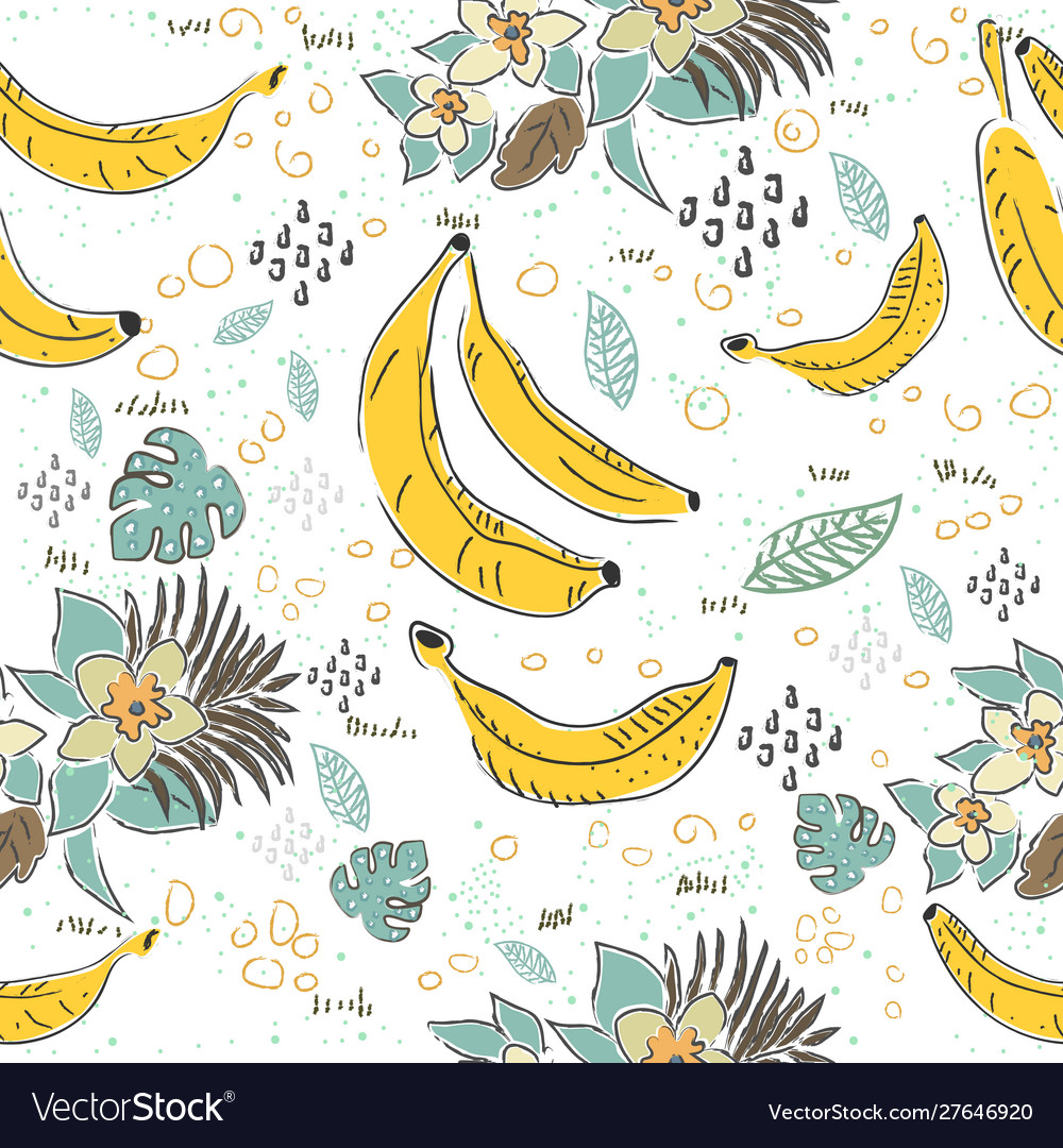 Dotted background seamless pattern with bananas vector image Dotted background seamless pattern with bananas