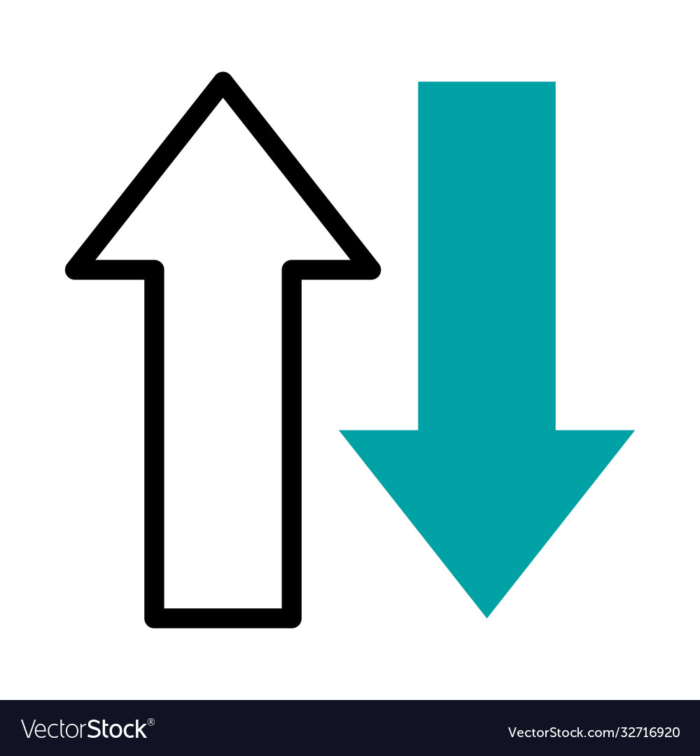 Dowload and upload arrows icon half line