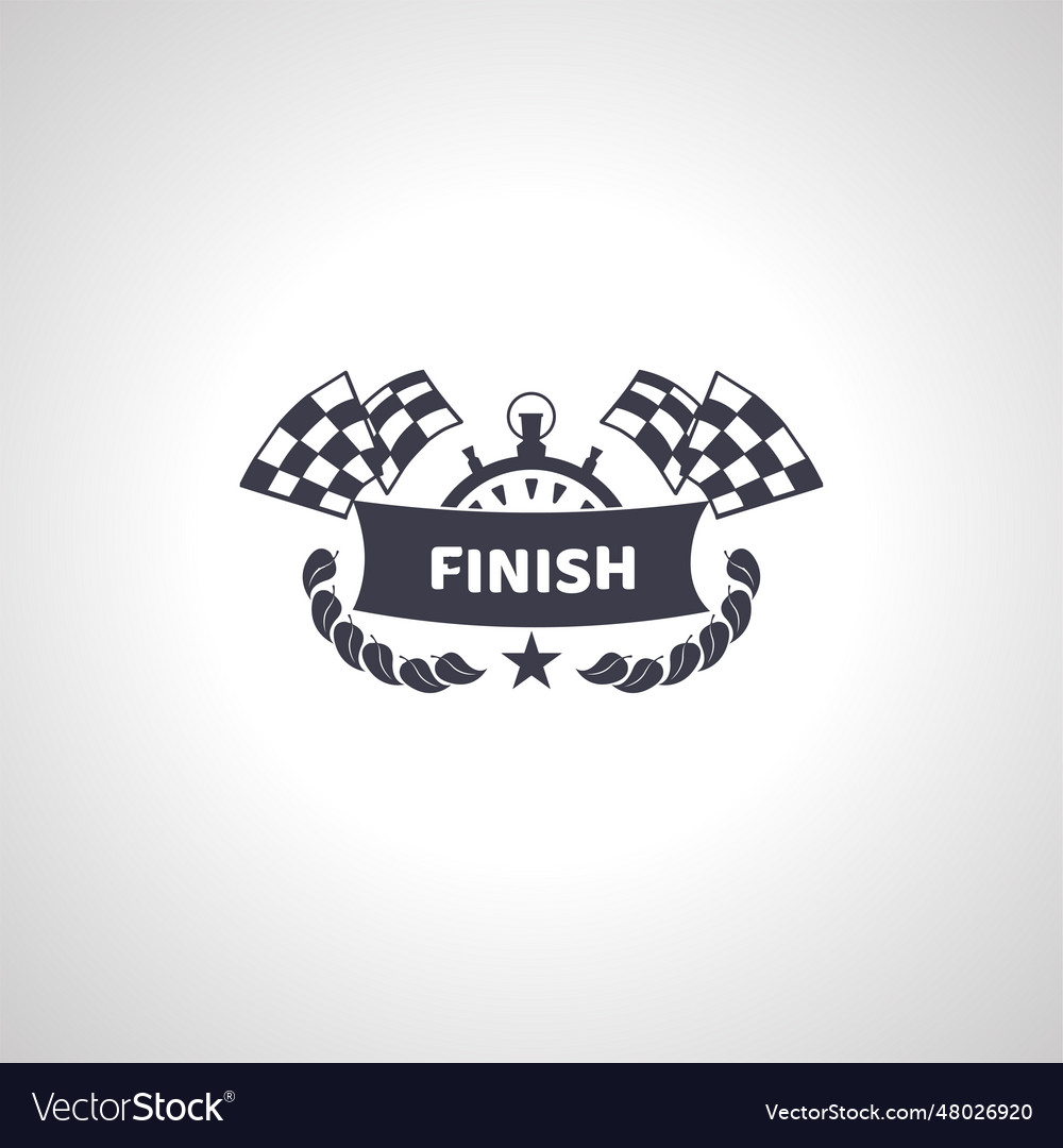 Finish line of racing banner icon with flag