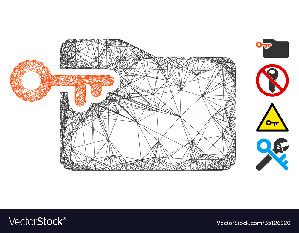 Network folder access key mesh vector image Network folder access key mesh