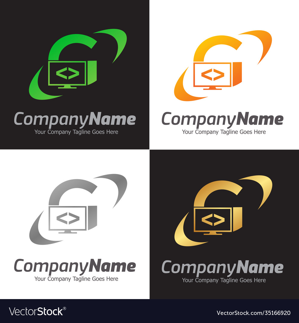Programming code and computer monitor logo