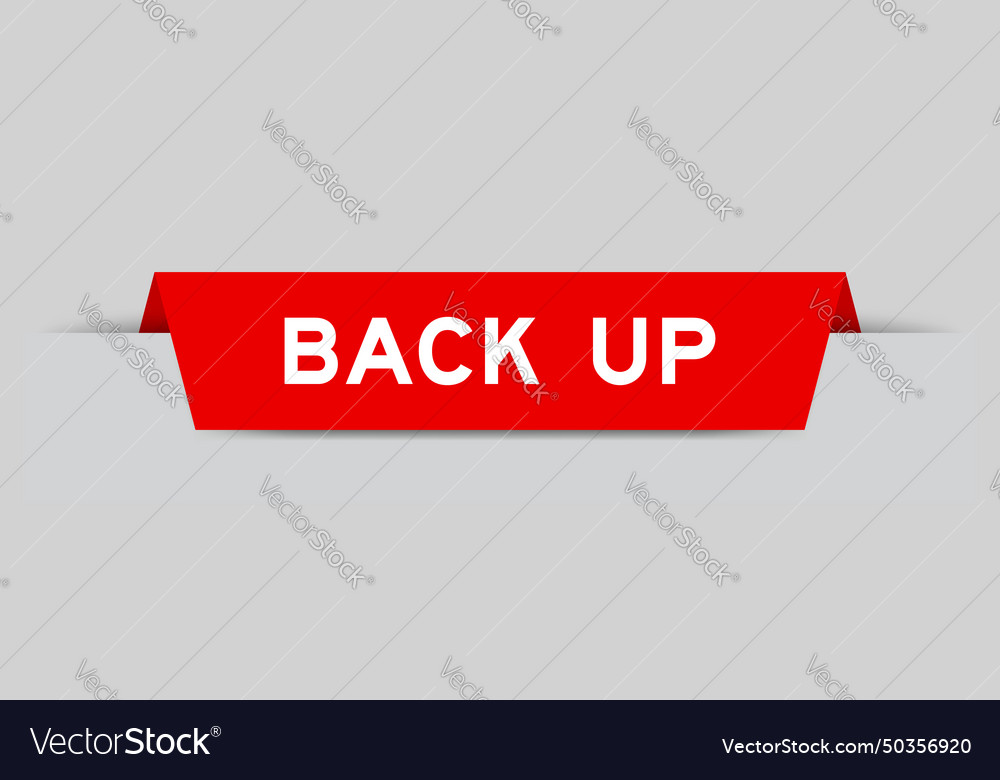 Red color inserted label with word back up vector image Red color inserted label with word back up