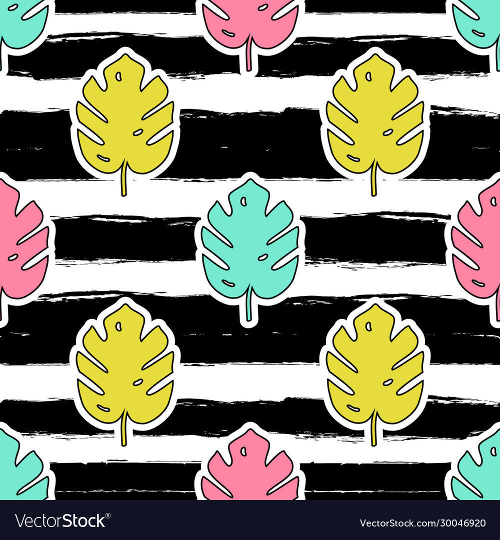 Seamless pattern with monstera palm leaves vector image Seamless pattern with monstera palm leaves
