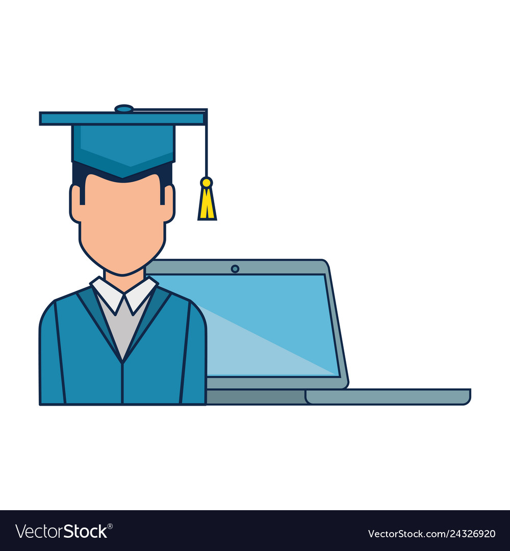 Student graduation with laptop vector image Student graduation with laptop