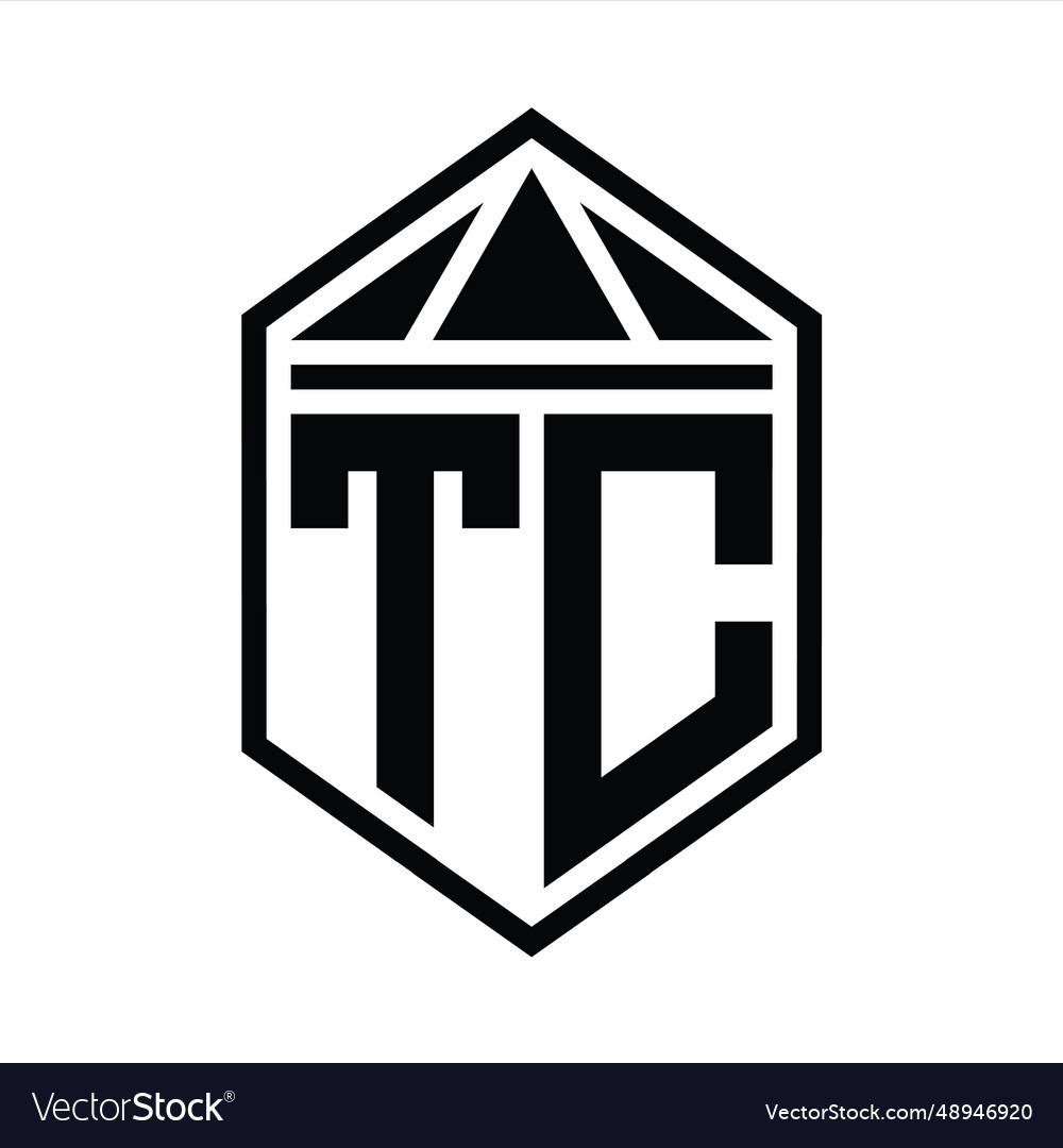 Tc letter logo monogram simple hexagon shield