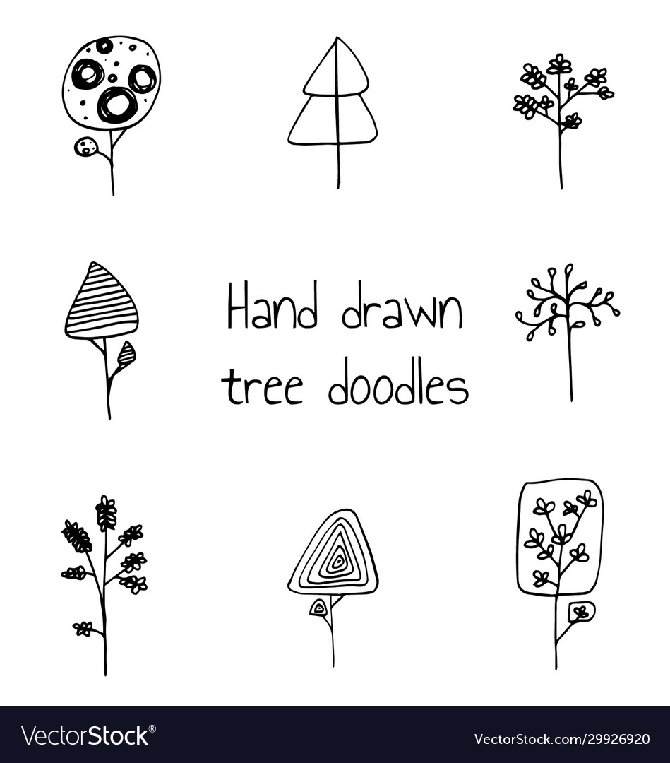 Tree doodle set