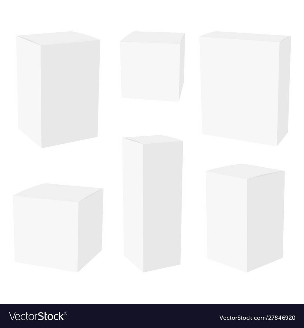 White cardboard packaging box mockup vector image White cardboard packaging box mockup