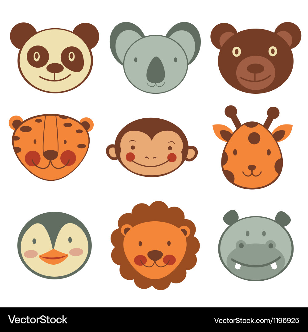 Animal head icons Royalty Free Vector Image - VectorStock