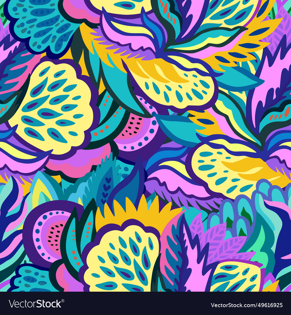 Bright seamless psychedelic pattern with abstract