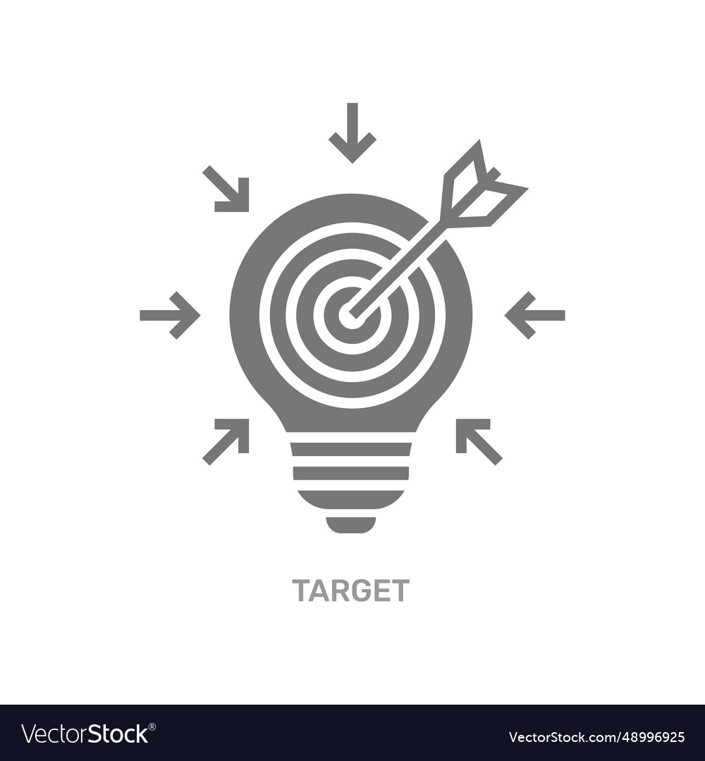 Bulb and target board icon with arrow